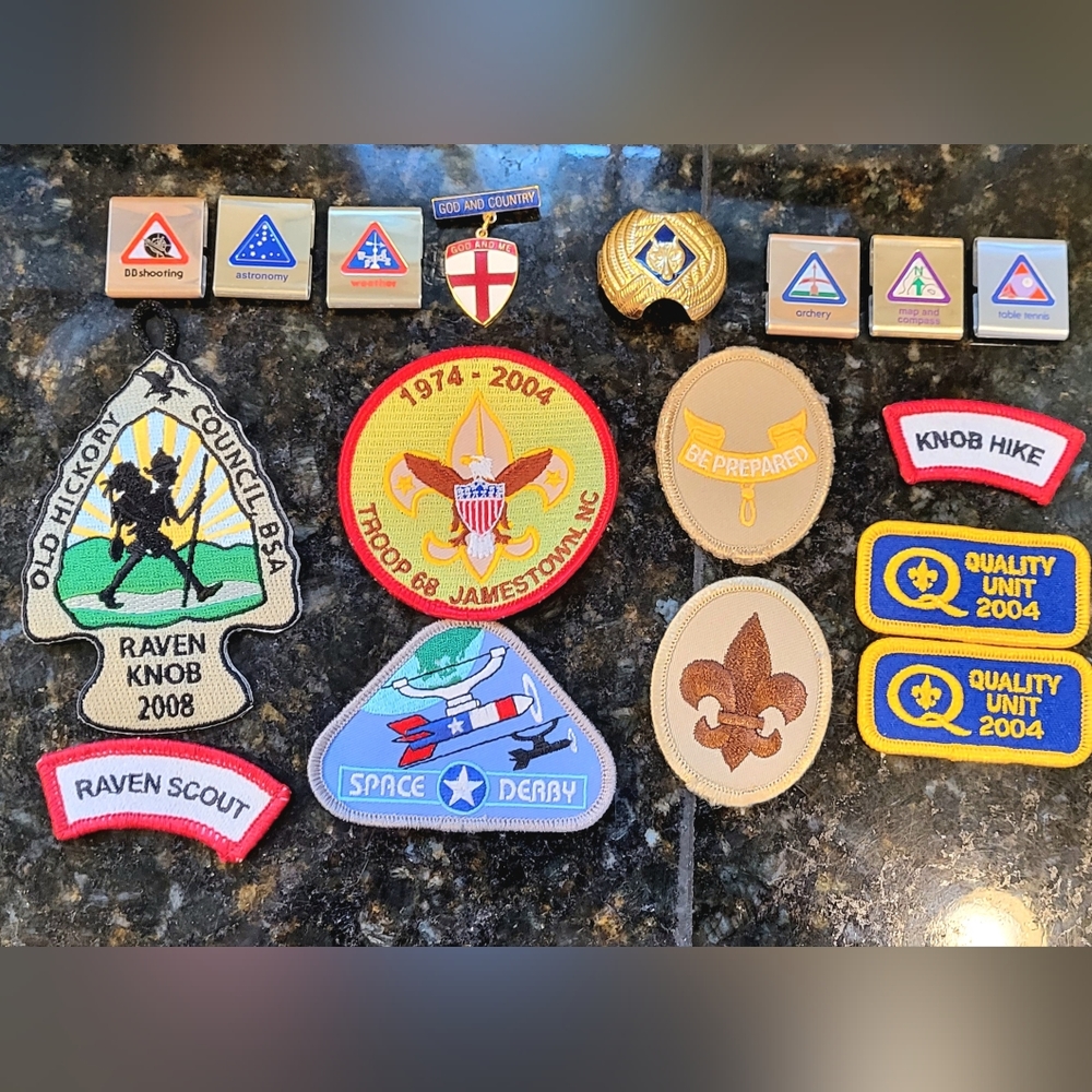 Vintage boy scouts badges and accessories